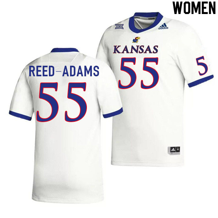 Women #55 Ar'maj Reed-Adams Kansas Jayhawks College Football Jerseys Stitched Sale-White - Click Image to Close